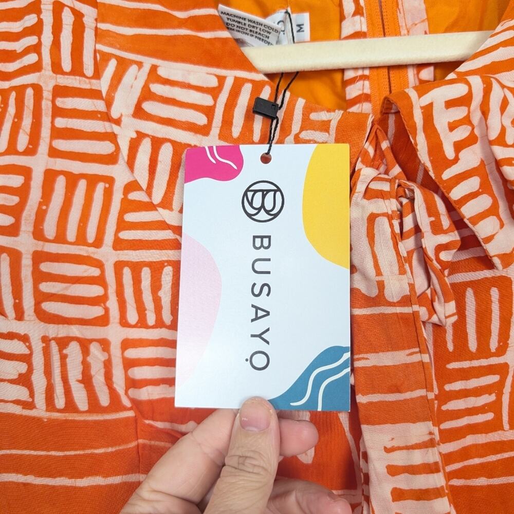 NWT Busayo Orange & White Pattern Long Sleeve Dele Maxi Dress Size M - Picture 8 of 8